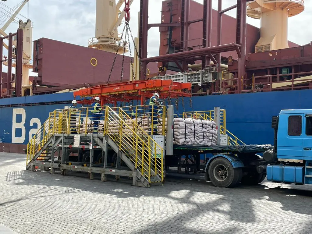 Sugar loading at the port of Santos, Brazil
